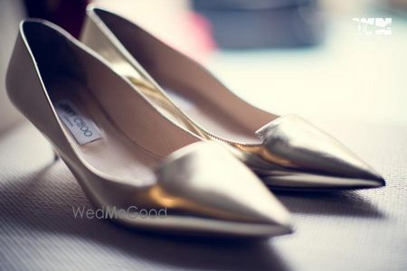 Photo of silver bridal shoes