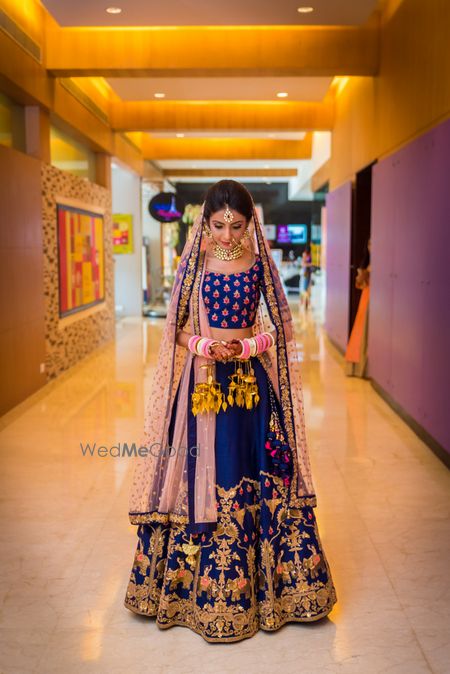 Navy Blue Bridal Lehenga Photo cobalt blue