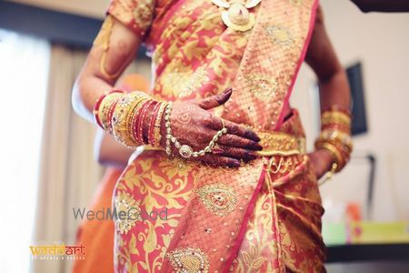 Photo of carrot red kanjivaram saree