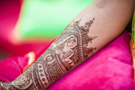 Photo of Mehendi design on arm with figures