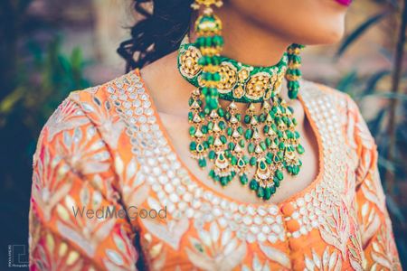 Photo of Funky choker with green beads for mehendi