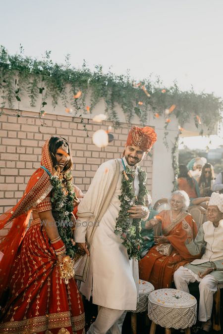 Photo of Pheras at home in intimate wedding with flower shower