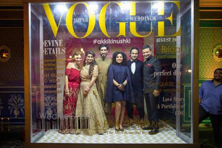 Photo of Sangeet photobooth with vogue mag cover