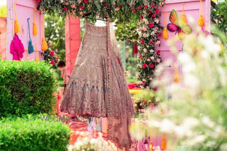 Photo of Pastel lehenga on a hanger