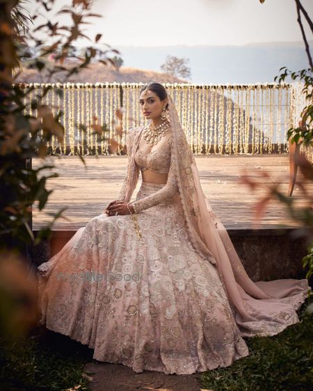 Photo of Athiya Shetty in Beautiful Custom Made Old Rose Lehenga