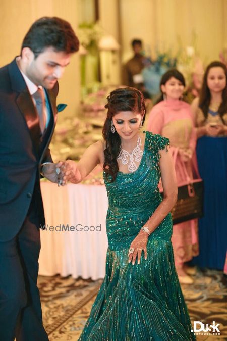 Navy Blue Outfits Photo green gown