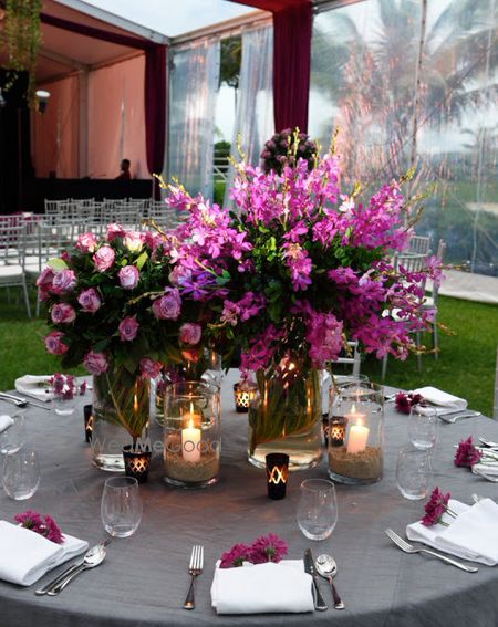 Photo of purple centerpieces