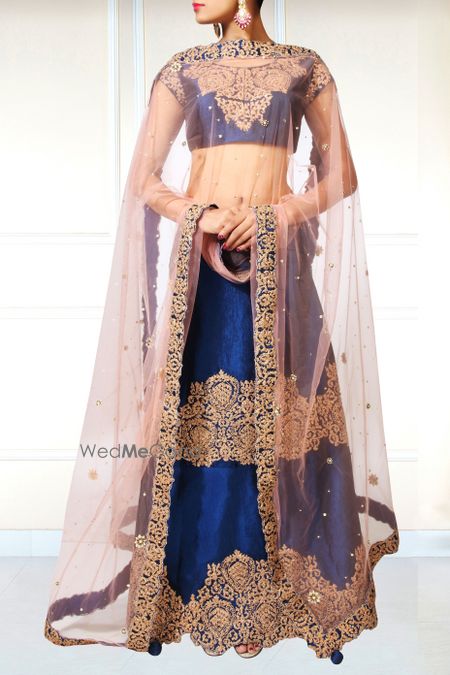 Photo of blue silk lehenga