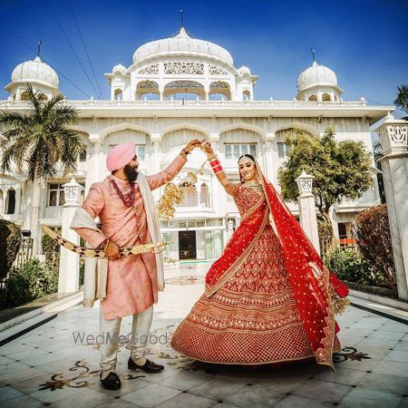 Photo of wedding day couple shot