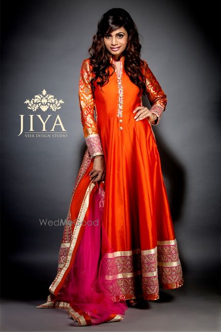 Photo of orange floor length anarkali