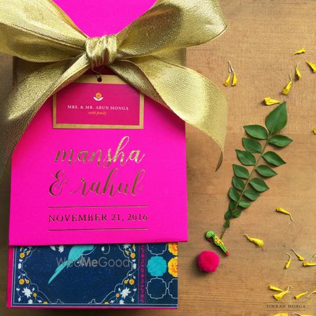 Photo of Pink and gold modern wedding invite