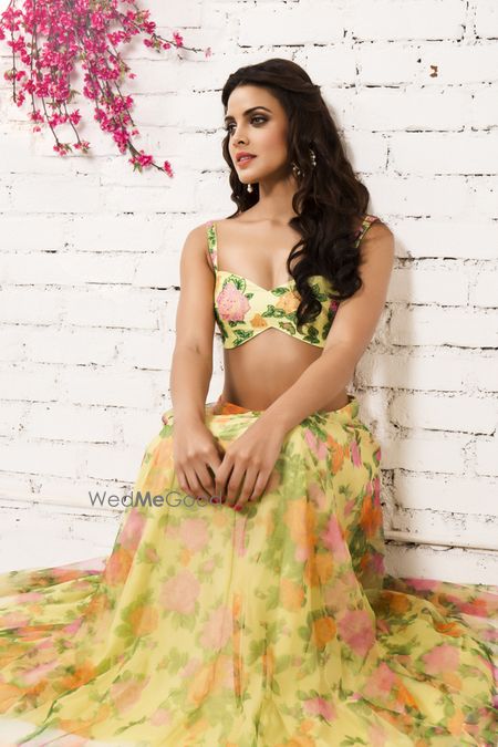 Photo of floral print lehengas bustier lehenga