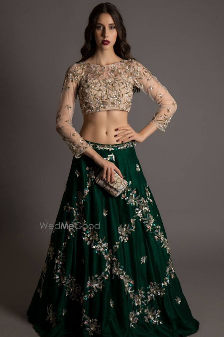 Photo of cream and green lehenga