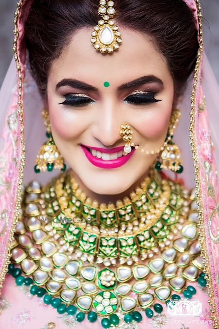 Photo of Statement bridal Kundan necklace with green beads