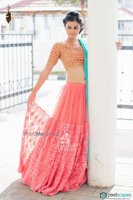 Photo of peach lehenga