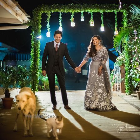 Photo of Lovely grey and white reception lehenga