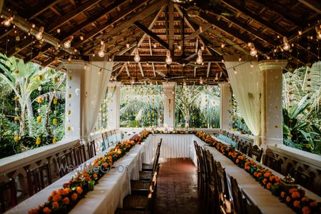 Photo of A subtle floral decor in a table setting.