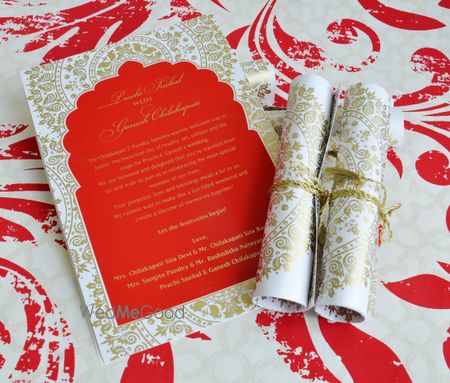 Photo of Red, White and Gold Invitation Cards