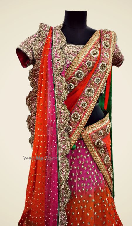 Photo of orange and pink lehenga