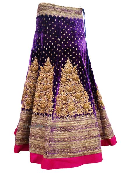 Photo of purple velvet lehenga with zardozi work