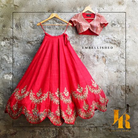 Photo of scalloped edge lehenga