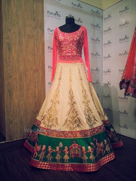 Photo of red and off white lehenga