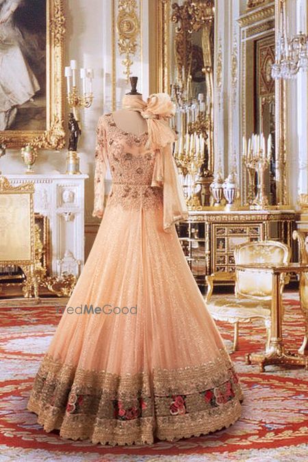 Photo of peach floor length anarkali gown