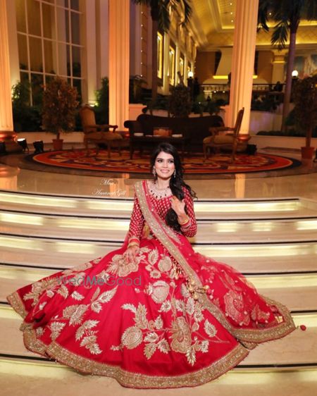 Photo of Red sangeet lehenga with kalis