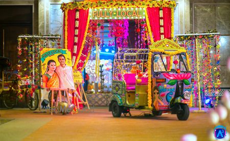 Photo of Colourful mehendi decor with quirky props