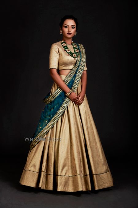 Gold Outfits Photo gold silk lehenga