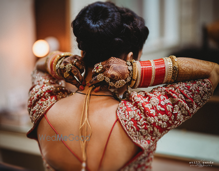 Photo of Bridal getting ready shot with back design