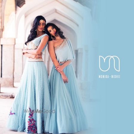 Photo of pale blue lehengas