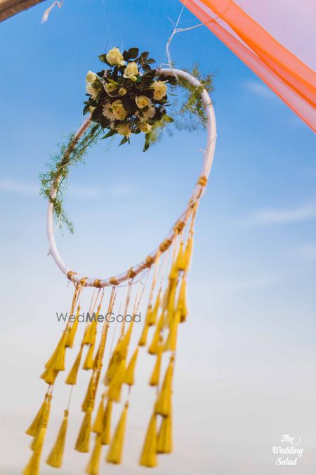 Photo of Hanging floral pinwheel decor