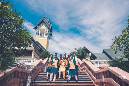 Photo of A fun picture of a groom with his groomsmen.