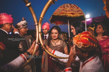 Photo of Bride Entrance with Shehnai and Umbrella