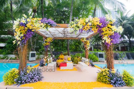 Photo of Floral and bright mandap for destination wedding