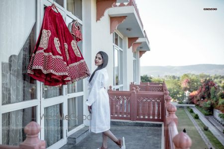 Photo of Bride getting ready moment with lehenga