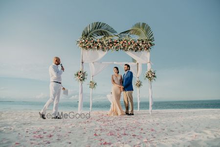 Photo of small intimate beach wedding decor idea