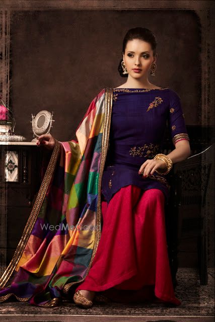 Photo of navy blue and pink sharara