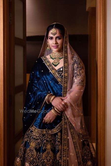 Photo of Saina nehwal in her offbeat velvet sabyasachi lehenga