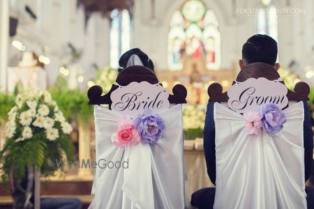 Photo of Bride and groom chairs, cute chairs