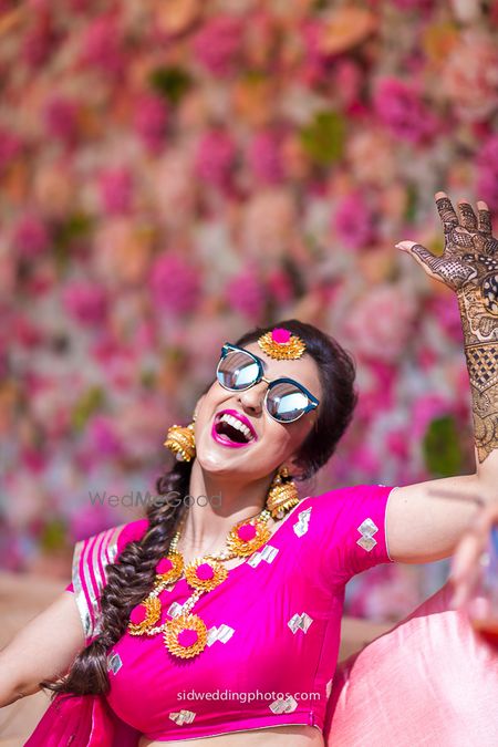 Photo of Cool bridal portrait wearing sunglasses