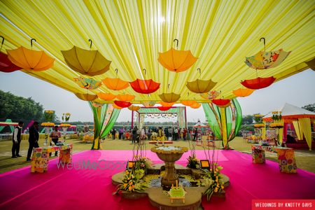 Photo of suspended umbrella decor