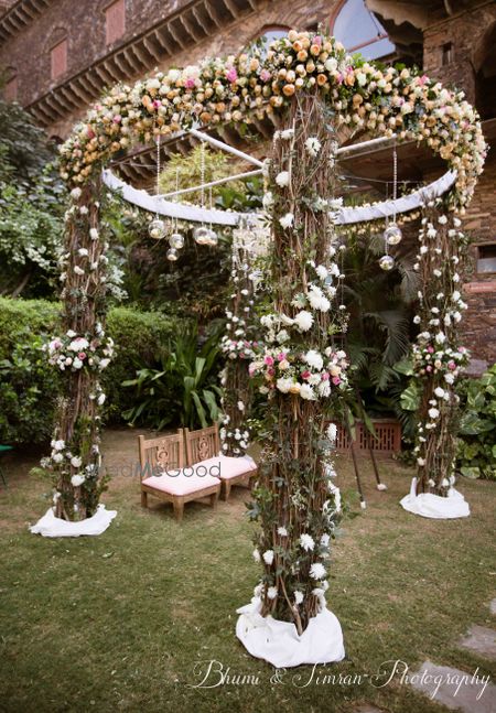 Photo of vintage floral mandap decor