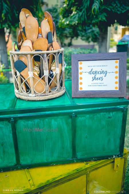 Photo of Kolhapuri chappals in basket for tired feet