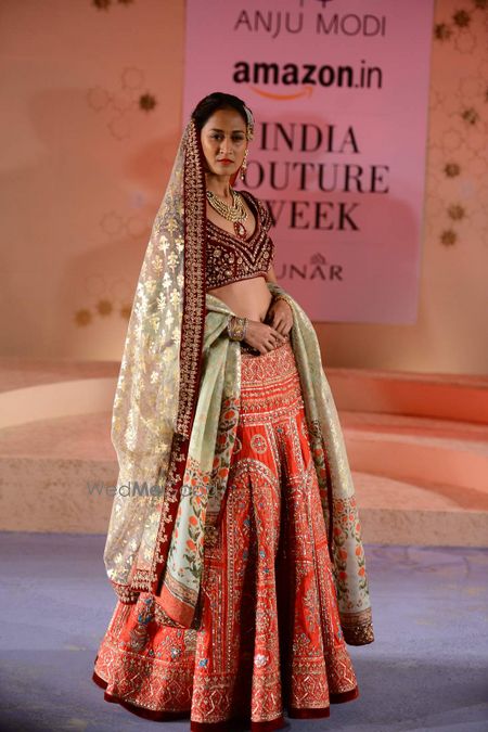 Photo of red bridal lehenga