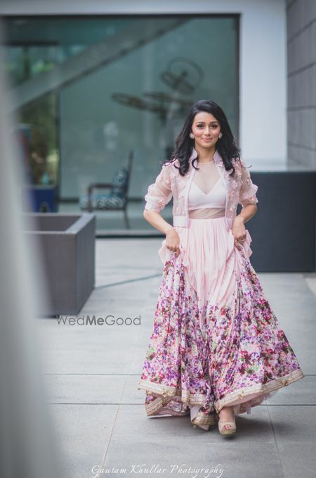 Photo of Light lehengas with floral embroidery and jacket blouse