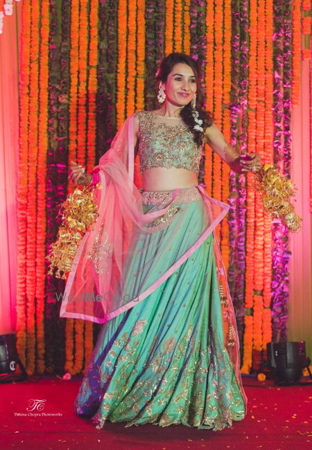 Photo of Aqua colored anushree reddy lehenga