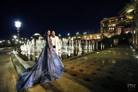 Photo of Light grey gown with train