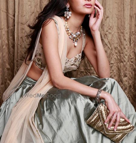 Photo of steel grey lehenga